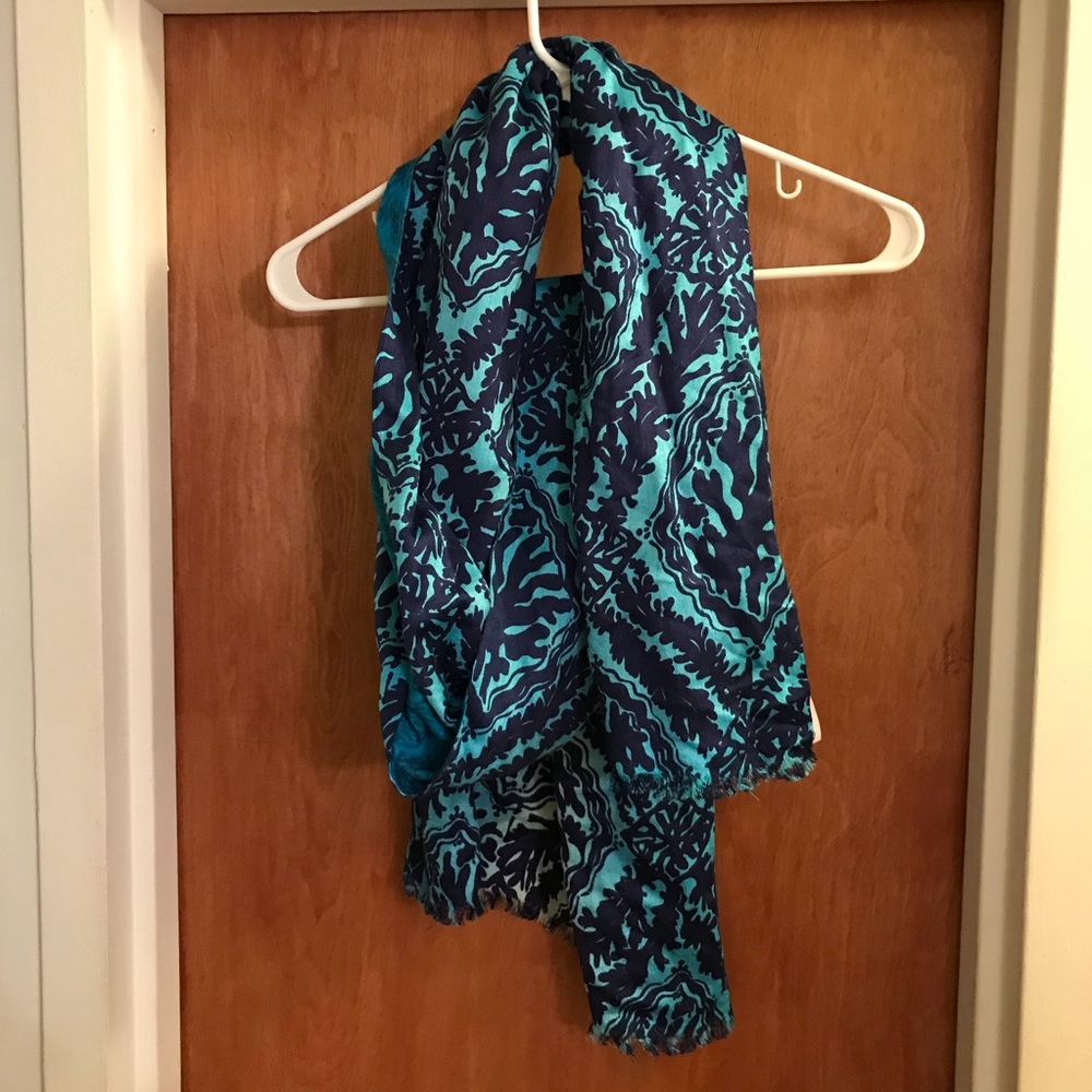Sloane Scarf Satin Weave--Bright Navy Reef Madness